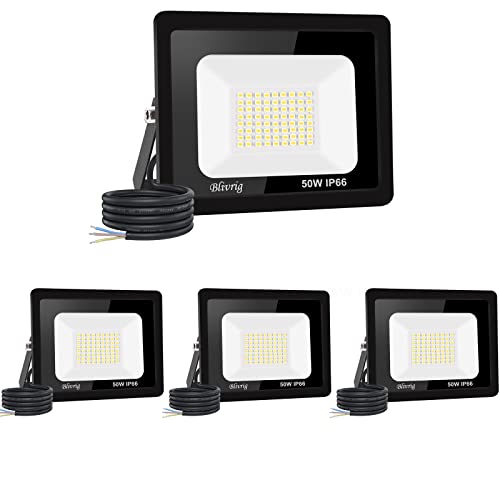 【4 Stück】30 W LED-Außenstrahler, 3000 lm, IP66, wasserdicht, für den Außenbereich, super hell, Außenbeleuchtung, warmweiß (3000 K), Sicherheits-LED-Spot für Stadien, Fabriken, Parkplatz, Garage, Jardi von Jefedana