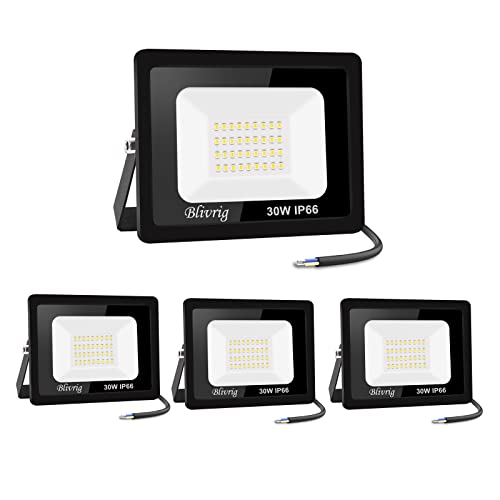 4PCS LED Strahler Außen 30W Superhell, IP66 Wasserdicht Fluter 3000LM, 6000K Kaltweiß Außenstrahler für Garten, Innenhöfe, Garage, Hotel, Sportplatz von Jefedana