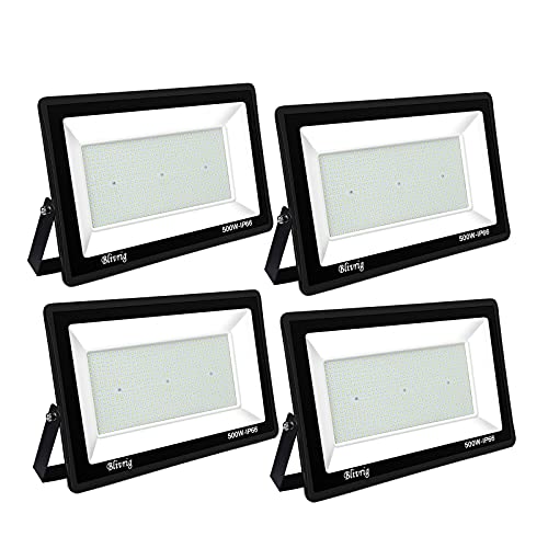 4PCS-led strahler außen 500W Superhell Außenstrahler,IP66 Wasserdicht LED Fluter 50000LM Flutlicht led aussenstrahler 6000K Kaltweiß LED Außenstrahler für Garten, Innenhöfe, Garage, Hotel, Sportplatz von Jefedana