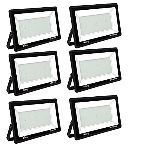 6PCS-led strahler außen 500W Superhell Außenstrahler,IP66 Wasserdicht LED Fluter 50000LM Flutlicht led aussenstrahler 6000K Kaltweiß LED Außenstrahler für Garten, Innenhöfe, Garage, Hotel, Sportplatz von Jefedana