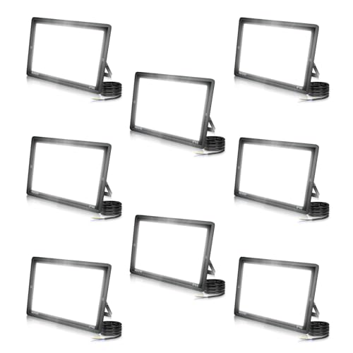 8PCS-Led Strahler Außen 400W Superhell Außenstrahler,IP66 Wasserdicht LED Fluter 40000LM Flutlicht led aussenstrahler 6000K Kaltweiß LED Außenstrahler für Garten, Innenhöfe, Garage, Hotel, Sportplatz von Jefedana