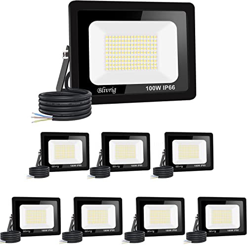 8PCS-led strahler außen 100W Superhell Außenstrahler,IP66 Wasserdicht LED Fluter 10000LM Flutlicht led aussenstrahler 6000K Kaltweiß LED Außenstrahler für Garten, Innenhöfe, Garage, Hotel, Sportplatz von Jefedana