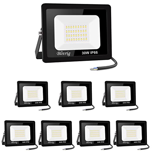8PCS-led strahler außen 30W Superhell Außenstrahler,IP66 Wasserdicht LED Fluter 3000LM Flutlicht led aussenstrahler 6000K Kaltweiß LED Außenstrahler für Garten, Innenhöfe, Garage, Hotel, Sportplatz von Jefedana