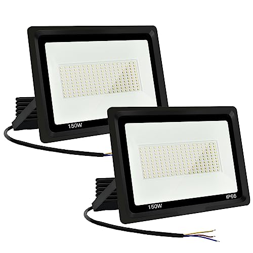 Jefedana (2 pack) LED Strahler Außen 150W Kaltweiß 6500K 15000LM Superhell Außenstrahler LED Fluter IP66 Wasserfest LED Außenleuchte Flutlicht LED-Strahler für Hinterhof, Garage, Flur,Garten von Jefedana