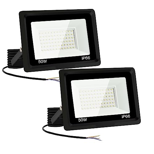 Jefedana (2pack) LED Strahler Außen 50W Kaltweiß 6500K 3000LM Superhell Außenstrahler LED Fluter IP66 Wasserfest LED Außenleuchte Flutlicht LED-Strahler für Hinterhof, Garage, Flur,Garten von Jefedana