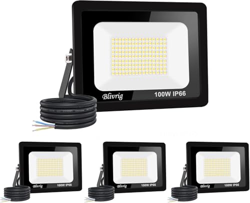 Jefedana (4pack 100W led strahler außen Superhell Außenstrahler,kaltes Weiß 6000K IP66 Wasserdicht LED Fluter 10000LM Flutlicht led aussenstrahler LED Außenstrahler von Jefedana