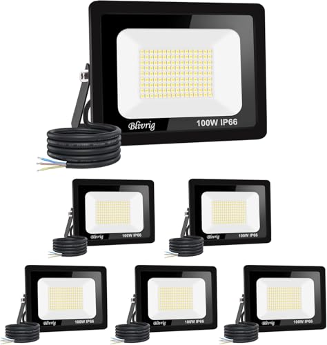 Jefedana (6pack)100W led strahler außen Superhell Außenstrahler,kaltes Weiß 6000K IP66 Wasserdicht LED Fluter 10000LM Flutlicht led aussenstrahler LED Außenstrahler von Jefedana