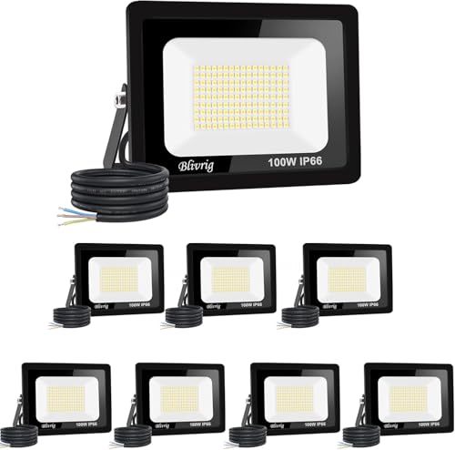 Jefedana (8pack)100W led strahler außen Superhell Außenstrahler,kaltes Weiß 6000K IP66 Wasserdicht LED Fluter 10000LM Flutlicht led aussenstrahler LED Außenstrahler von Jefedana