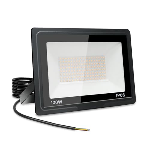 Jefedana LED Strahler Außen 100W-IP66 Wasserdicht Fluter-3000K 10000LM Superhell LED-Strahler für Hinterhof, Garage, Flur,Garten von Jefedana