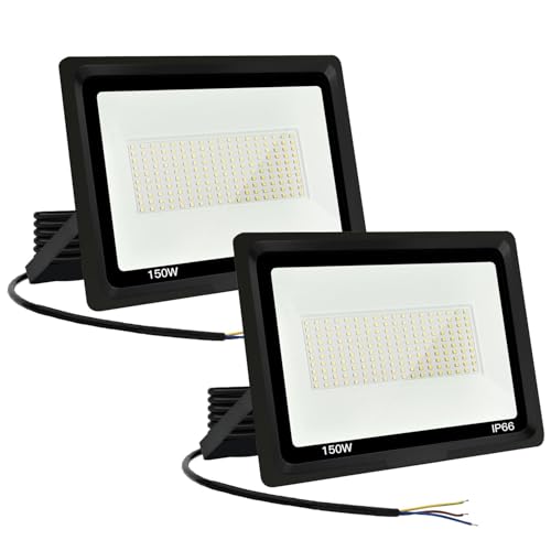 Jefedana LED Strahler Außen 150W 2PCS-IP66 Wasserdicht Fluter-3000K 15000LM Superhell LED-Strahler für Hinterhof, Garage, Flur,Garten von Jefedana
