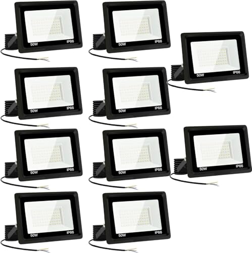 Jefedana LED Strahler Außen 50W 10PCS-IP66 Wasserdicht Fluter-6000K 5000LM Superhell LED-Strahler für Hinterhof, Garage, Flur,Garten Jefedana LED Strahler Außen 50W 10PCS-IP66 Wasserdicht Fluter-6000K 5000LM Superhell LED-Strahler für Hinterhof, Garage, Flur,Garten von Jefedana