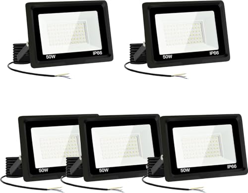Jefedana LED Strahler Außen 50W 6PCS-IP66 Wasserdicht Fluter-6000K 5000LM Superhell LED-Strahler für Hinterhof, Garage, Flur,Garten von Jefedana