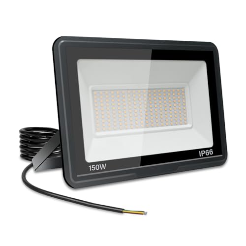 Jefedana LED Strahler Außen 150W-IP66 Wasserdicht Fluter-3000K 15000LM Superhell LED-Strahler für Hinterhof, Garage, Flur,Garten von Jefedana
