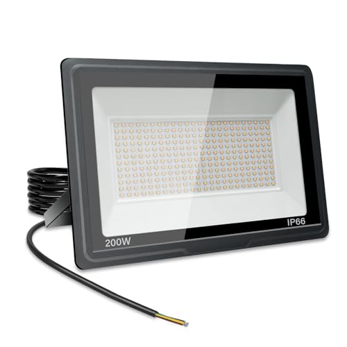 Jefedana LED Strahler Außen 200W-IP66 Wasserdicht Fluter-3000K 20000LM Superhell LED-Strahler für Hinterhof, Garage, Flur,Garten von Jefedana