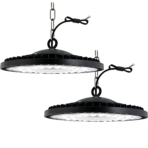 Jefedana LED Strahler Industrielampe,UFO LED Werkstattlampe IP65 LED High Bay Licht, UFO LED Werkstattlampe 6500K Kaltweiß Hallenbeleuchtung für Werkstätten Industrie Fabrikhallen (100W, 2 packs) von Jefedana