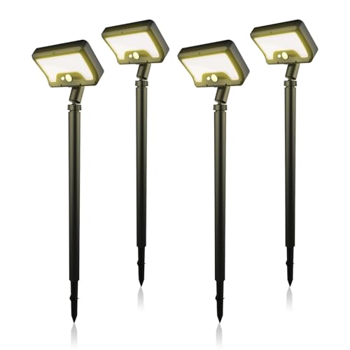 Jefedana Solarlampen für Außen Garten: IP65 Wasserdicht Solarleuchten Garten mit Bewegungsmelder USB & Solar - 3 Helligkeitsstufen Hof Eingangstür Gehweg (4 Stück) von Jefedana