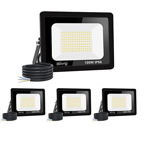 4PCS-LED Strahler Außen 100W Superhell, IP66 Wasserdicht Fluter 10000LM, 6000K Kaltweiß Außenstrahler für Garten, Innenhöfe, Garage, Hotel, Sportplatz von Jefedana