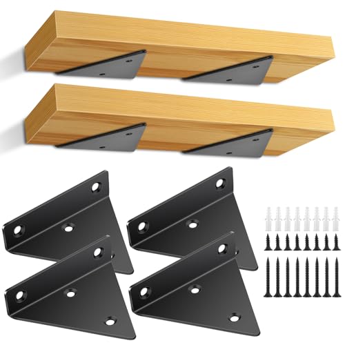 Jeffbaubl 4 Stück Schwebende Regalhalterungen, 8CM Unsichtbare Dreieck Wandhalterungen, Schwebende Regalhalterungen, Ersteckte Wandregal Halterungen Wandmontage für Lagerregal Bücherregal (Schwarz) Jeffbaubl 4 Stück Schwebende Regalhalterungen, 8CM Unsichtbare Dreieck Wandhalterungen, Schwebende Regalhalterungen, Ersteckte Wandregal Halterungen Wandmontage für Lagerregal Bücherregal (Schwarz) von Jeffbaubl