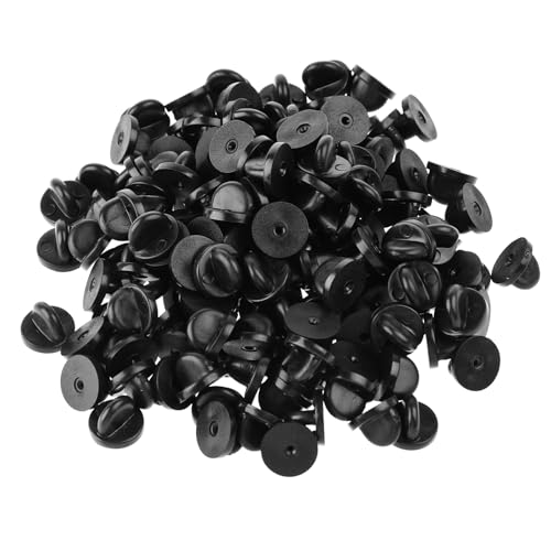 Jeffdad 150 Stück Gummi Pin Verschlüsse, Tack Pin Backing Anstecker Verschluss Rücken Lock Verschluss Pins Schmetterling Clutch für Anstecknadeln Schmuckherstellung DIY Basteln Abzeichen(Schwarz) von Jeffdad