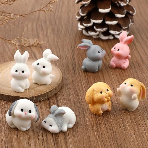 Jeffdad 16 Stück Miniatur Kaninchen Figuren, Mini Harz Kaninchen Osterdeko Mini Hase Deko Osterhase Figuren Desktop Ornament für Kinder Feengarten Ostern Deko Gastgeschenke Party von Jeffdad