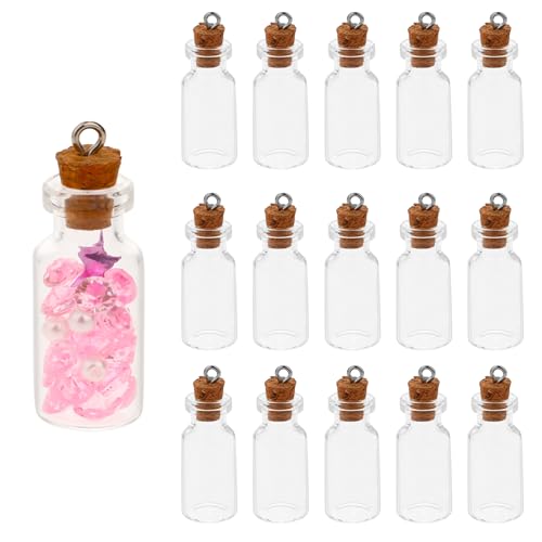 Jeffdad Mini Glasflaschen mit Korkdeckel, 15 Stück Leere Mini Gläser Kleine Fläschchen Zaubergläser Mini-Glasflaschen MiniaturTrankflaschen Kleine Nachrichtenflaschen Diy Crafts(3ml 16x35cm) von Jeffdad