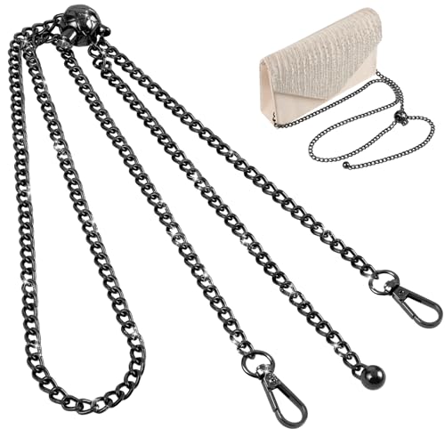 Jeffdad Taschenkette 120cm, Metall DIY Taschenriemen Zum Wechseln Silber Gold Handtaschenkette Trageriemen Ersatz Taschenkette Schulterriemen Crossbody Chain mit Metallschnallen(Waffenfarbe) von Jeffdad