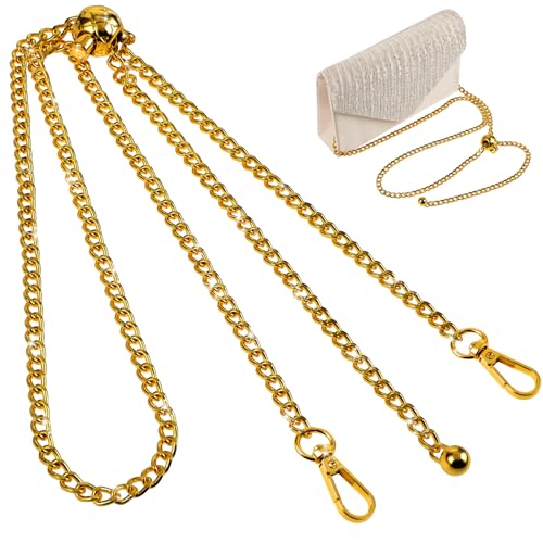 Jeffdad Taschenkette 120cm, Metall DIY Taschenriemen Zum Wechseln Silber Gold Handtaschenkette Trageriemen Ersatz Taschenkette Schulterriemen Crossbody Replacement Chain mit Metallschnallen(Vergoldet) von Jeffdad