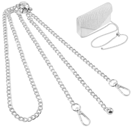 Jeffdad Taschenkette 120cm, Metall DIY Taschenriemen Zum Wechseln Silber Gold Handtaschenkette Trageriemen Ersatz Taschenkette Schulterriemen Crossbody Replacement Chain mit Metallschnallen(Silber) von Jeffdad