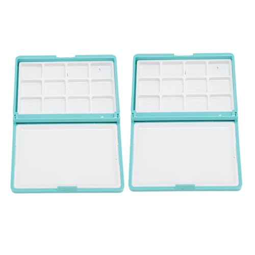 2pcs Aquarellpalette Leer Abnehmbarer Aquarellkasten für die Aufnahme Aller Arten von Pigmenten für Anfängerkünstler (Blue Box, 12 Gitter) von Jeffergarden
