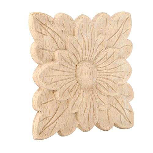 4 Stücke Holzapplikationen, Möbel Applique Schöne Blumenmuster Holz Geschnitzte Applique Europäischen Möbel Applique Möbel Heimtür Patches Dekoration Ornament Gartentür Zubehör for Door, Cupboard von Jeffergarden