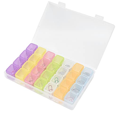 Artikelgitter-Aufbewahrungsbox, 28 Fächer, Transparente Kunststoff-Aufbewahrungsbox, Tragbare, Abnehmbare Organizer-Box für Kleine Gegenstände, Ohrringe, Halsketten, Medikamente von Jeffergarden