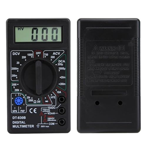 Jeffergarden Tragbares LCD Digitalmultimeter Volt Ohm Tester mit Transistortest multifunktional für Auto Haushalt präzise Messgerät (DT-830B schwarz) von Jeffergarden