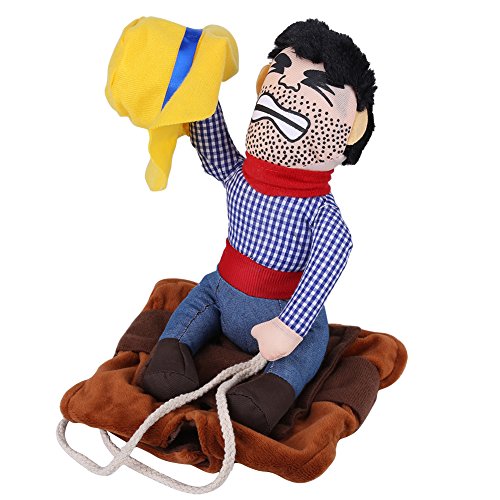 Fdit Haustier Hund Kostüm lustige Cowboy Reiter Kleidung Hunde Outfit Ritter Stil Kleidung mit Puppe und Hut für Halloween Cosplay Party(XL) von Jeffergarden