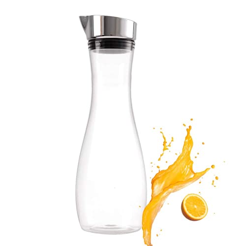 1,2 l Transparente Saftflasche Wasserkrug Transparente Acrylsaftflasche Saftflasche Wasserkrug Saftkrug mit Deckel und luftdichtem Deckel für Ölessiggetränke von Jeffergarden