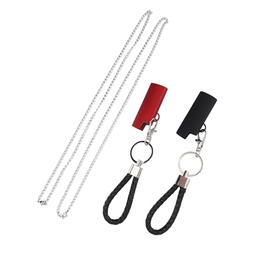 Jeffergarden 2 Set Keychain Leichter Aluminiumlegierung Spring Leichterer Schlüsselbund mit Kettenleine für Heimreise (schwarz+rot) von Jeffergarden
