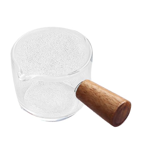 Jeffergarden 50 Ml Mini-Glas-Messbecher mit Holzgriff, Kaffee-Schnapsglas, Abgestufter Messbecher für Milchcreme von Jeffergarden