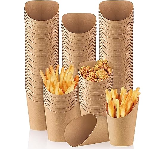 Jeffergarden 50pcs Oil Proof Fry Cups Kraftpapier Frites Pommes Halter mit Schrägen Mund für Party -Snacks Familie Picknick Zum Ausschalten von Jeffergarden