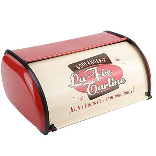 Jeffergarden Brotkasten,Rot Brotkasten Rot Metallic Brotbox Große Kapazität Metall Brotkastenhalter Container Küche Speicherorganisator für Brote, Gebäck und Kekse(rot) von Jeffergarden