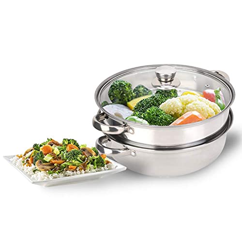 Jeffergarden Edelstahl Dampfer 27cm / 11in 2-Schicht-Dampfer Topf Steam Cooker Gemüse Eier Dampfende Kochgeschirr Doppelkessel Suppe Garnele Suppe Nahrungsmitteldoppelkessel Kochgeschirr Dämpfeinsatz von Jeffergarden