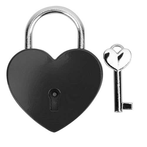 Jeffergarden Herz Schloss mit Schlüssel 45x59mm Kleines Vorhänge Schloss für Schmucks Cha Tulle Tagebuch Aufbewahrung Dekorativer Metalls Chloss (BLACK) von Jeffergarden