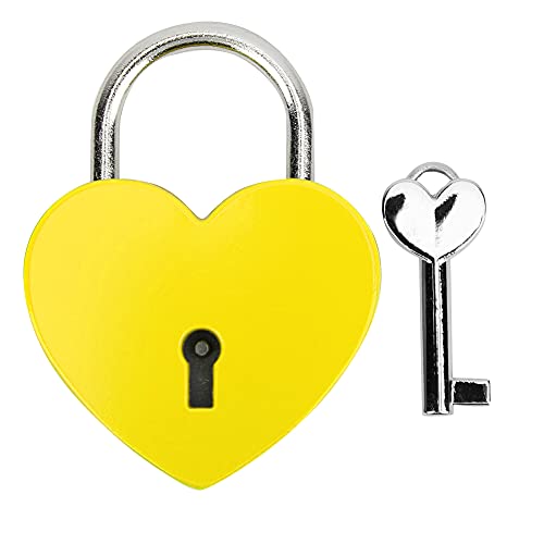 Jeffergarden Herz Schloss mit Schlüssel 45x59mm Kleines Vorhänge Schloss für Schmucks Cha Tulle Tagebuch Aufbewahrung Dekorativer Metalls Chloss (YELLOW) von Jeffergarden