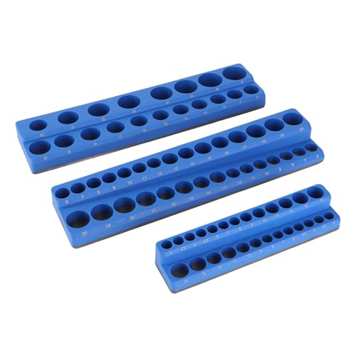 Jeffergarden Magnetisch Socket Organizer Tablett, 3pcs 1/4in 3/8in 1/2in Tragbarer Anti -Impact -Fixmagnet Sockelhalter für Toolboxen (Metrik 16 cm) von Jeffergarden