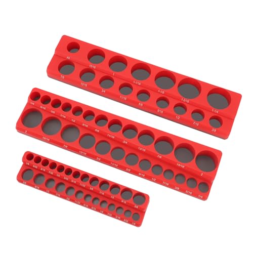 Jeffergarden Magnetisch Socket Organizer Tablett, 3pcs 1/4in 3/8in 1/2in Tragbarer Anti -Impact -Fixmagnet Sockelhalter für Toolboxen (UK Standard) von Jeffergarden