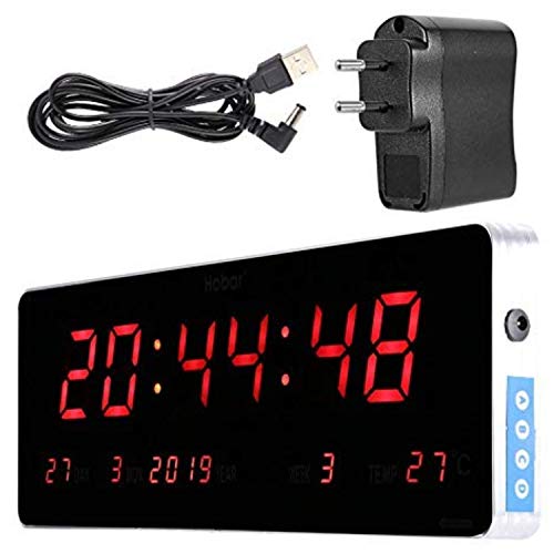 Jeffergarden Wanduhr Digitale Wand Außen Küchenwand Digitaluhr Led Kalenderuhr Temperatur Wanduhren für Wohnzimmer Eu-stecker 110-240 V (36 * 13 * 3cm-Kalendertemperatur Woche) von Jeffergarden