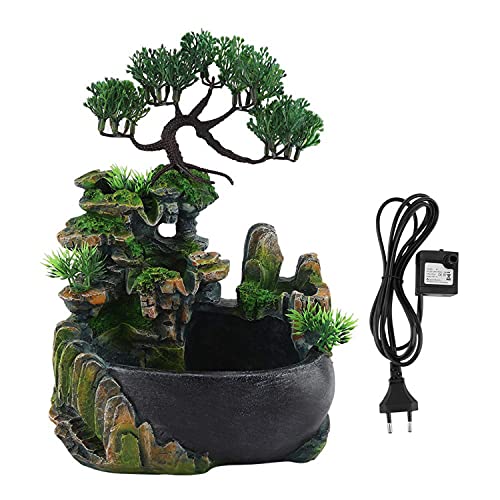 Jeffergarden Zimmerbrunnen Zen Springbrunnen Innen Tischbrunnen Wohnzimmer Meditation Garten Pflanze Zen Wasserfall Indoor&Outdoor Dekoration luftbefeuchter Geschenk Raumdekoration,20 x 20 x 13cm von Jeffergarden