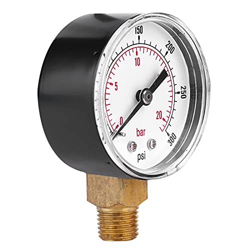 Manometer 50 Mm 1/4 Bspt Manometer, Manometer Unten Anschließen Gasdruckmessgerät, Wasserdruckmessgeräte Messinggewinde für Kraftstoff, Luft, Öl, Gas, Wasser (0–300 psi 0–20 bar) von Jeffergarden