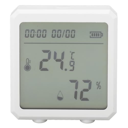 WiFi LCD Display Temperatur Feuchtigkeit Messer, Alarm Sprach Unterstützung Echtzeit überwachung Grafik Aufzeichnung Home Assistant Control Thermometer für den Innenbereich (WHITE) von Jeffergarden
