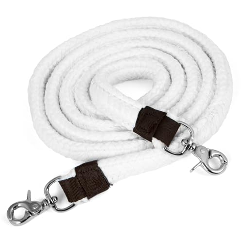 Jeffers Equine Flat Braid Cotton Roping Rein – 2,5 cm breite Western-Pferdezalle mit Lederschlaufen und Scheren-Schnappenden – strapazierfähige Reißzwecke für Laufrennen, Training, Ranch & Trail Jeffers Equine Flat Braid Cotton Roping Rein – 2,5 cm breite Western-Pferdezalle mit Lederschlaufen und Scheren-Schnappenden – strapazierfähige Reißzwecke für Laufrennen, Training, Ranch & Trail von Jeffers