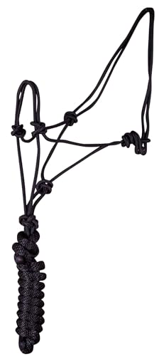 Jeffers Equine Poly geflochtenes Seil Pferdehalfter mit 2,4 m Führstrick - Verstellbares Trainingshalfter für Pferde, Ponys, Colts, Mustangs - Langlebiges Knotenhalfter für Bodenarbeit, Scheune, Ranch von Jeffers