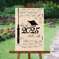 Class Of 2025 Graduation Signature Board - Personalisiertes Foto Alternatives Gästebuch Holz Wanddekoration Abschlussfeier von JeffersonStDesign